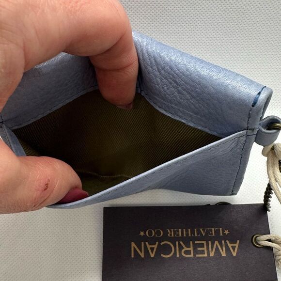 American Leather Co. Monica Coin Purse Blue Smooth NWT - Picture 7 of 9